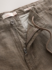 Brown Regular Fit Signature 100% Linen Cargo Trousers - Image 11 of 13