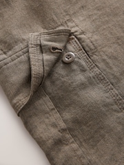 Brown Regular Fit Signature 100% Linen Cargo Trousers - Image 12 of 13