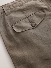 Brown Regular Fit Signature 100% Linen Cargo Trousers - Image 13 of 13