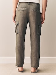 Castanho - Signature 100% Linen Cargo Trousers - Imagem 3 de 7