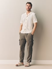 Castanho - Signature 100% Linen Cargo Trousers - Imagem 4 de 7
