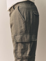 Castanho - Signature 100% Linen Cargo Trousers - Imagem 6 de 7