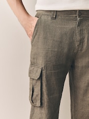 Castanho - Signature 100% Linen Cargo Trousers - Imagem 7 de 7