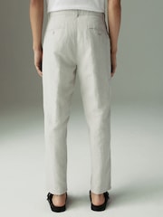 Light Grey Regular Fit Cotton Linen Twill Chino Trousers - Image 2 of 8