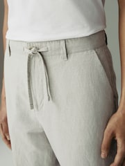 Light Grey Regular Fit Cotton Linen Twill Chino Trousers - Image 4 of 8