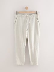 Light Grey Regular Fit Cotton Linen Twill Chino Trousers - Image 6 of 8