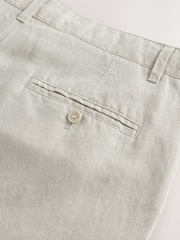 Light Grey Regular Fit Cotton Linen Twill Chino Trousers - Image 7 of 8