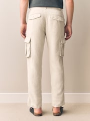 Pedra clara - Signature 100% Linen Cargo Trousers - Imagem 4 de 12