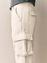 Pedra clara - Signature 100% Linen Cargo Trousers - Imagem 5 de 12