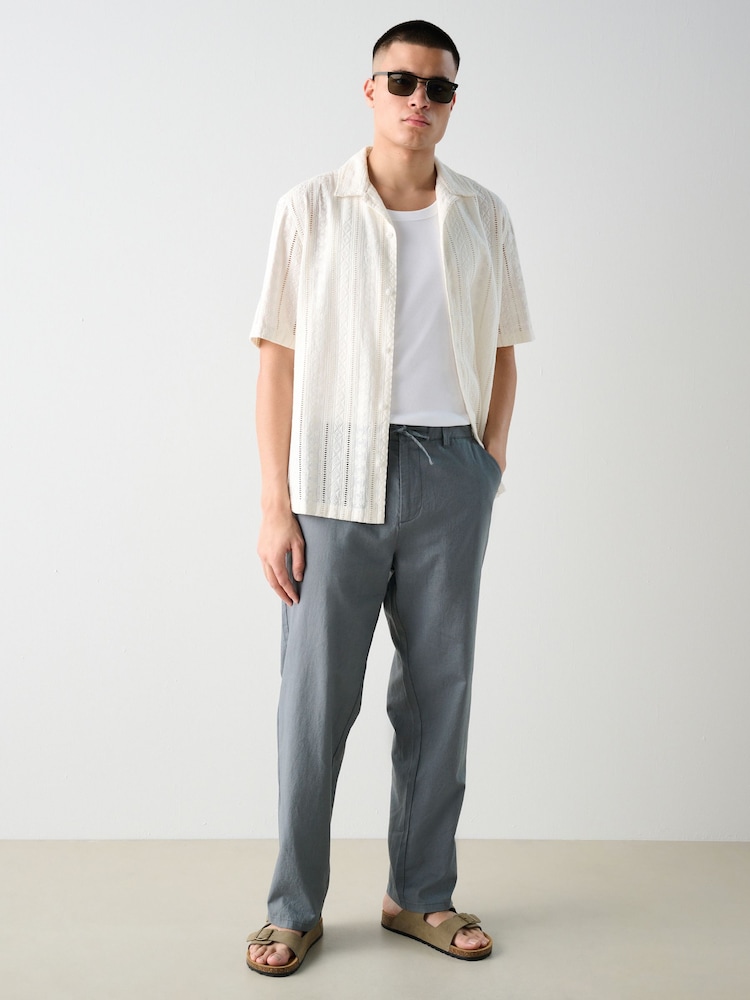 Azul pizarra - Corte amplio - Linen Cotton Chino Trousers - Imagen 2 de 10 Azul pizarra - Corte amplio - Linen Cotton Chino Trousers - Imagen 2 de 10