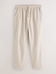 Natural - Regular Tapered Fit - Pantalones de lino y algodón con cintura elástica y cordón ajustable - Imagen 1 de 5
