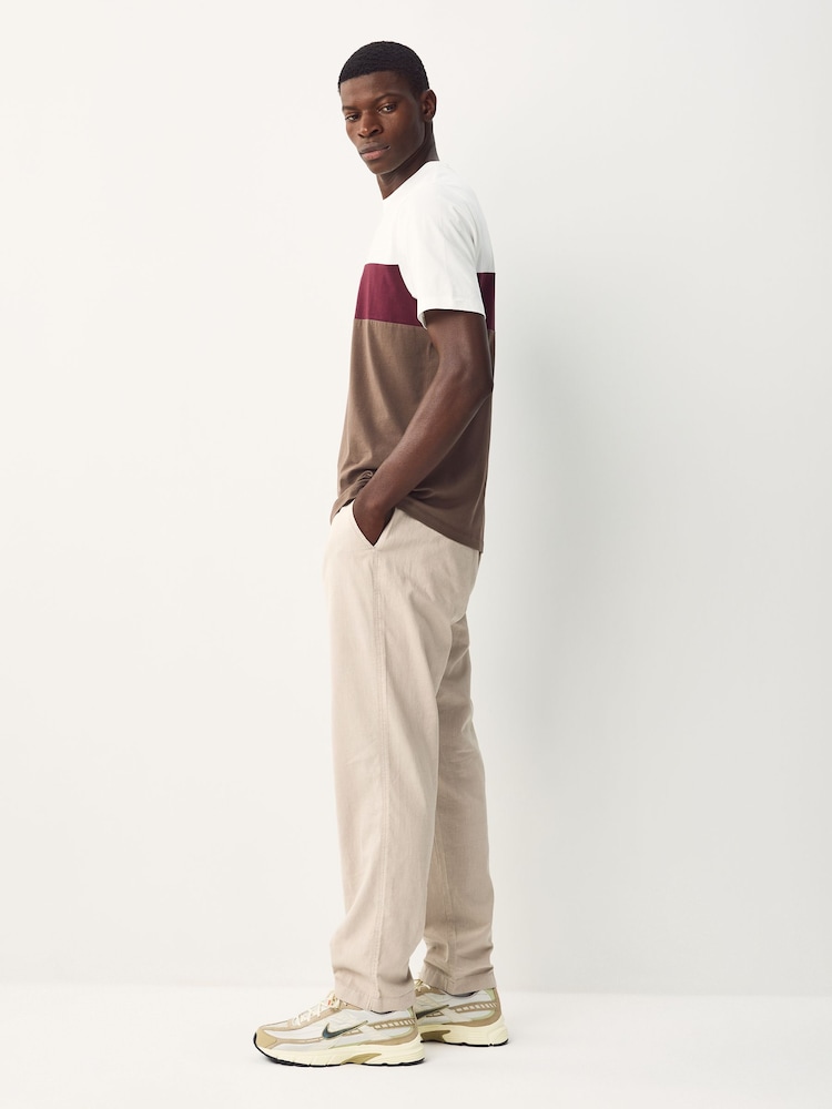 Natural - Ajuste tapered regular - Pantalones de lino y algodón con cintura elástica y cordón ajustable - Imagen 2 de 11 Natural - Ajuste tapered regular - Pantalones de lino y algodón con cintura elástica y cordón ajustable - Imagen 2 de 11