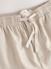 Natural - Regular Tapered Fit - Pantalones de lino y algodón con cintura elástica y cordón ajustable - Imagen 3 de 5