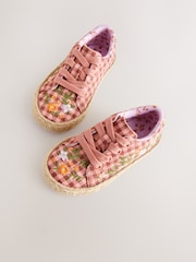 Multi Gingham Embroidered Lace-Up Trainers - Image 3 of 5