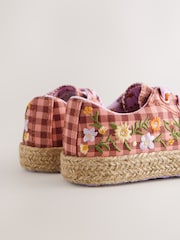 Multi Gingham Embroidered Lace-Up Trainers - Image 4 of 5