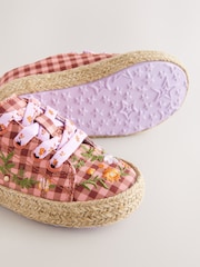Multi Gingham Embroidered Lace-Up Trainers - Image 5 of 5