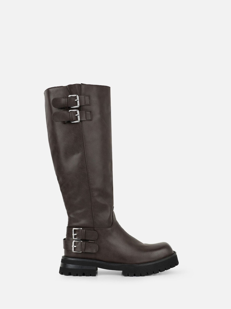 Simmi London Brown Brian Knee High Chunky Boots - Image 2 of 4 Simmi London Brown Brian Knee High Chunky Boots - Image 2 of 4