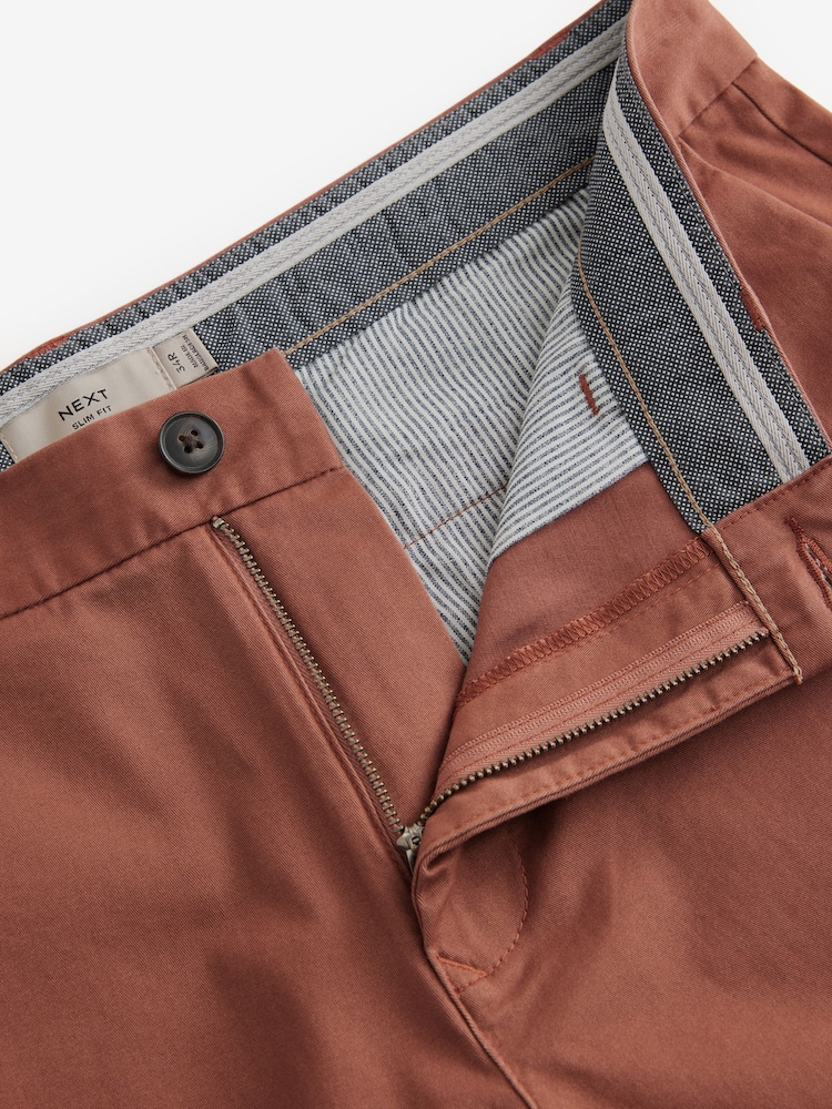 Rust Red Slim Fit Stretch Chinos Shorts - Image 7 of 9