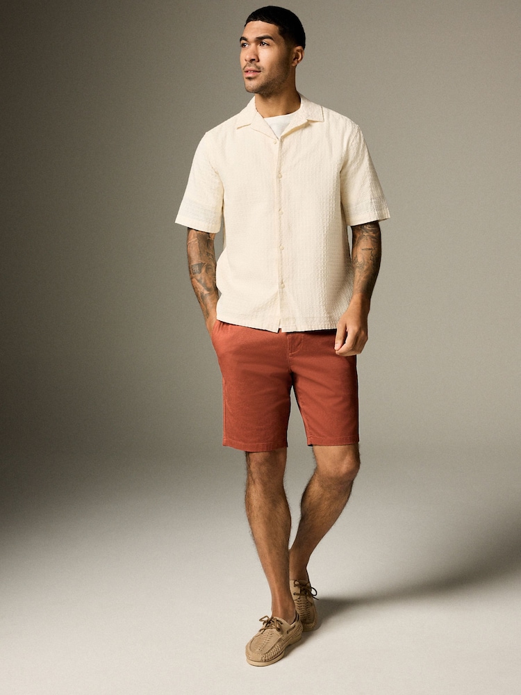 Rust Red Straight Fit Stretch Chinos Shorts - Image 2 of 6