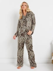 PixieGirl Petite Black Animal Satin Pyjamas Set - Image 2 of 6