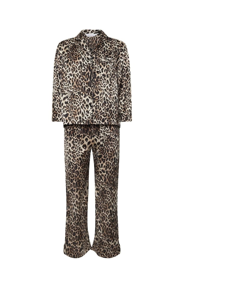 PixieGirl Petite Black Animal Satin Pyjamas Set - Image 6 of 6