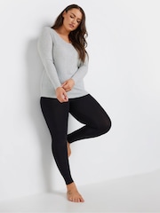 Yours Curve Grey Pointelle Thermal Long Sleeve Top - Image 2 of 5