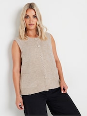 Yours Curve Natural Knitted Pocket Vest - Image 1 of 5