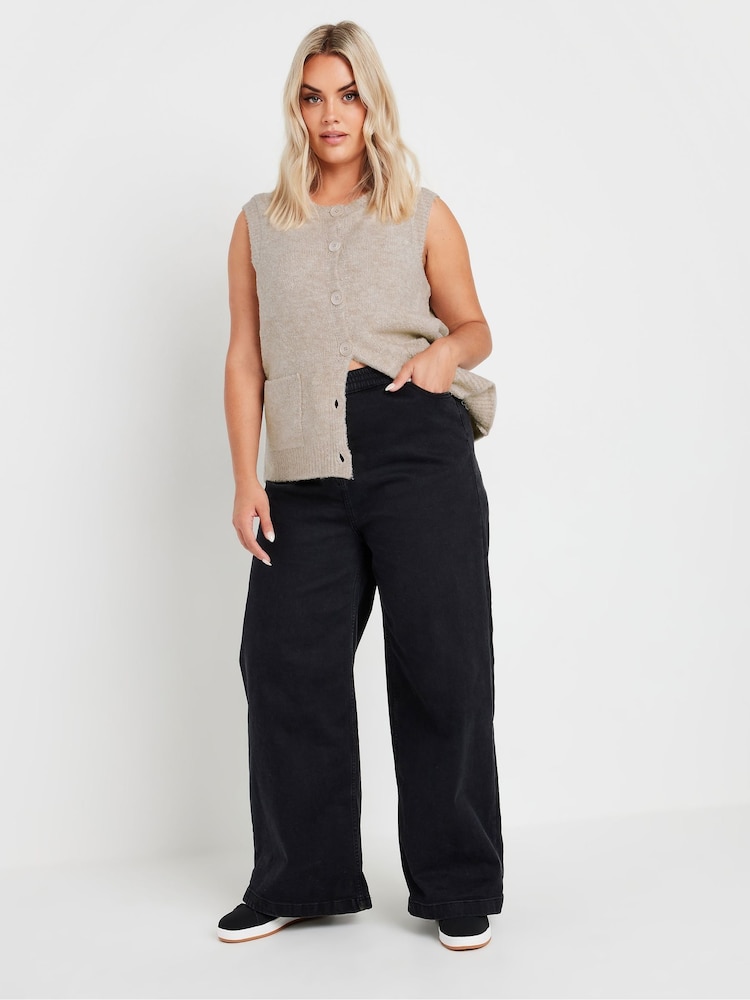 Yours Curve Natural Knitted Pocket Vest - Image 2 of 5
