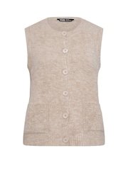 Yours Curve Natural Knitted Pocket Vest - Image 5 of 5