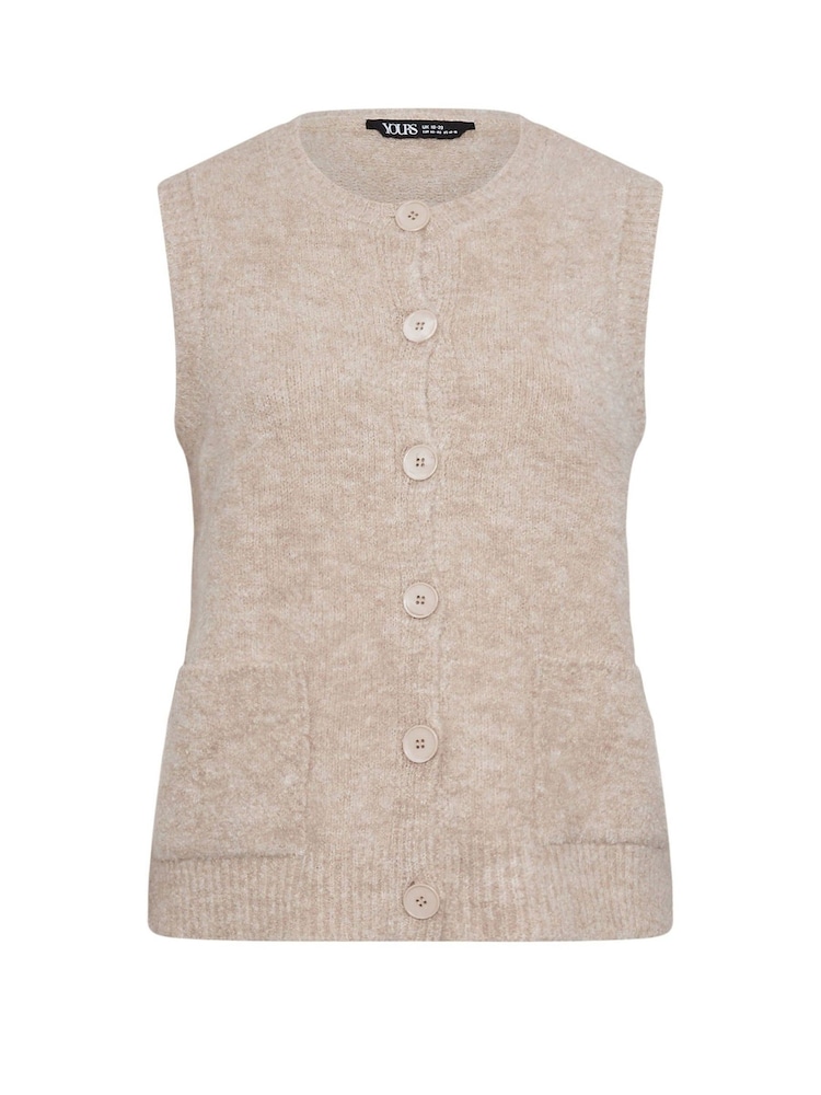 Yours Curve Natural Knitted Pocket Vest - Image 5 of 5