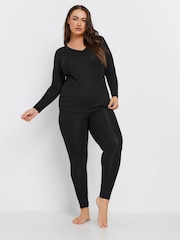 Yours Curve Black Pointelle Thermal Long Sleeve Top - Image 3 of 5