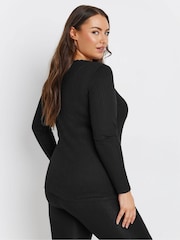 Yours Curve Black Pointelle Thermal Long Sleeve Top - Image 4 of 5