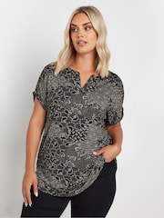 Yours Curve Black Notch Neck Top - Image 1 of 5