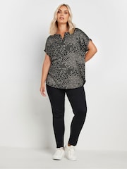 Yours Curve Black Notch Neck Top - Image 2 of 5