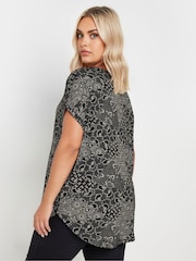 Yours Curve Black Notch Neck Top - Image 3 of 5