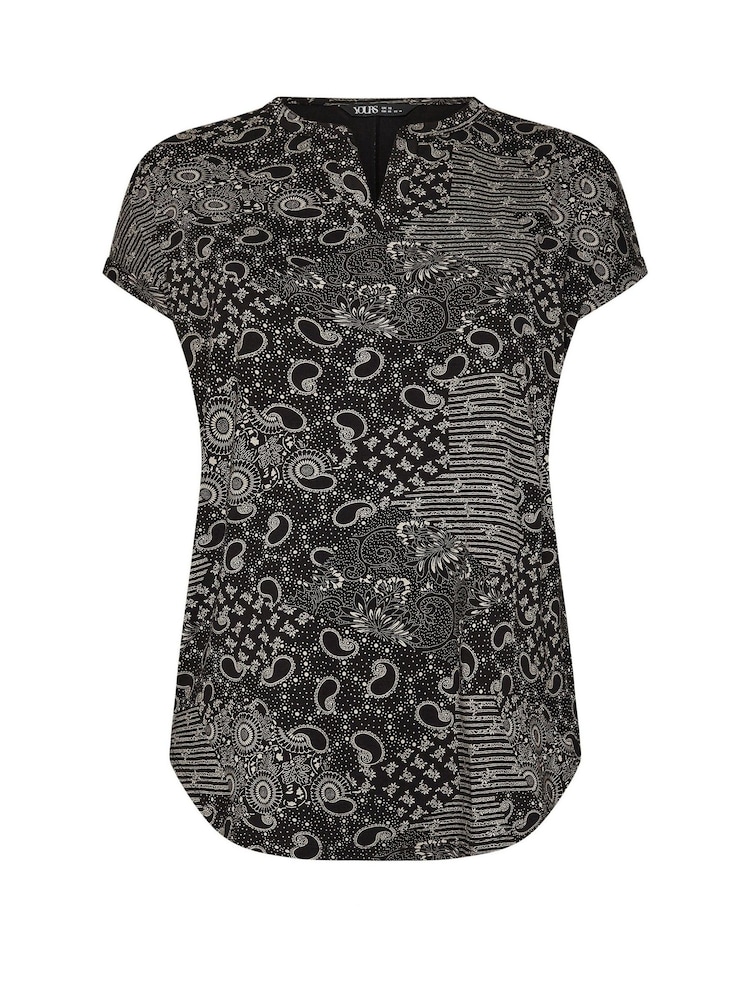 Yours Curve Black Notch Neck Top - Image 5 of 5