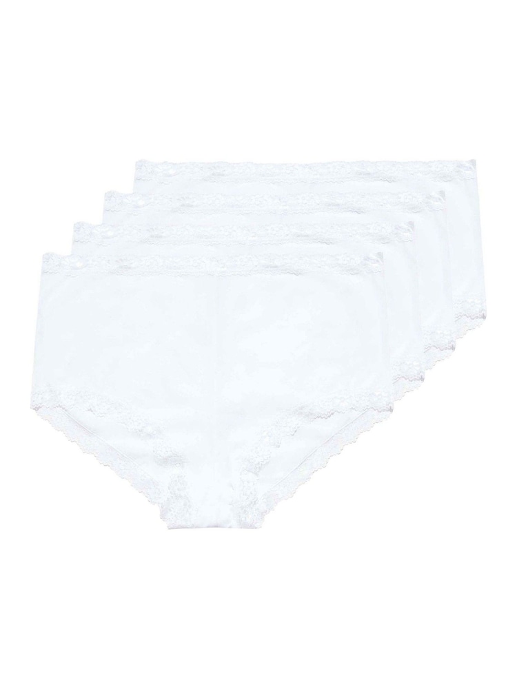 Yours Curve – Shorts mit Spitzenbesatz aus 100 % Baumwolle im 4er-Pack - Bild 2 von 3 Yours Curve – Shorts mit Spitzenbesatz aus 100 % Baumwolle im 4er-Pack - Bild 2 von 3