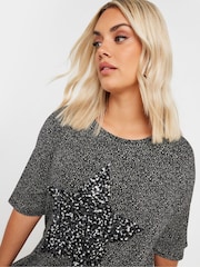 Yours Curve Grey Star Embellished T-Shirt - Image 4 of 5
