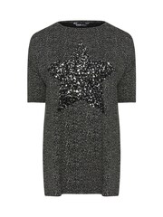 Yours Curve Grey Star Embellished T-Shirt - Image 5 of 5