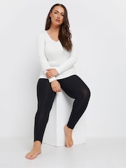 Yours Curve White Pointelle Thermal Long Sleeve Top - Image 3 of 5