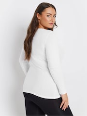 Yours Curve White Pointelle Thermal Long Sleeve Top - Image 4 of 5