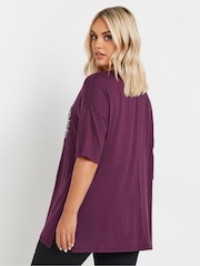 Yours Curve Purple Heart Embellished T-Shirt - Image 3 of 5