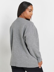 Yours Curve Grey Bow Print Jumper - Image 3 of 5