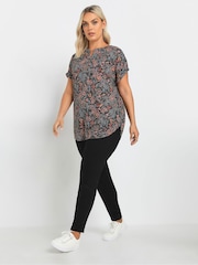Yours Curve Grey Notch Neck Top - Image 2 of 5