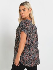 Yours Curve Grey Notch Neck Top - Image 3 of 5