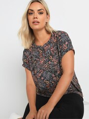Yours Curve Grey Notch Neck Top - Image 4 of 5