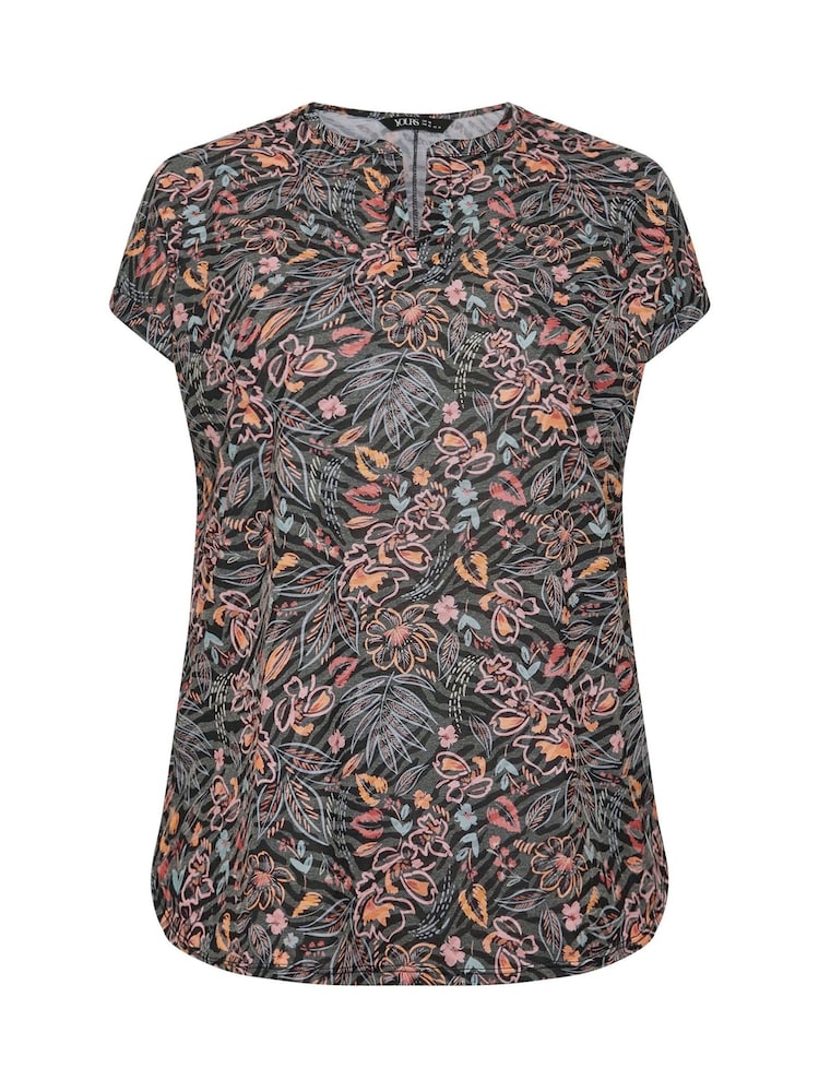 Yours Curve Grey Notch Neck Top - Image 5 of 5