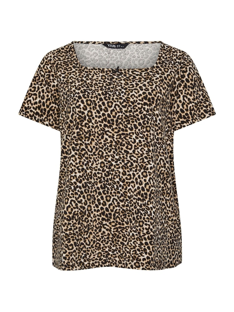 Yours Curve Natural Leopard Printed T-Shirt - Image 5 of 5