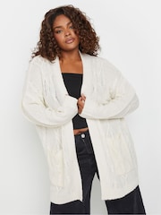 Yours Curve White Cable Shawl Cardigan - Image 3 of 6