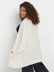 Yours Curve White Cable Shawl Cardigan - Image 5 of 6